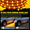 Truck Running Board Lights 2PCS 60 Inch LED Side Maker White Courtesy Light & Sequential Amber Turn Signal Lighting Strips Kit for Trucks Pickup SUV