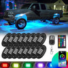 16 Pods RGB LED Rock Lights for Trucks Jeep Pickup Golf Cart Offroad RV UTV ATV SUV, Waterproof Multicolor Underglow Kit for Cars with APP Music Mode, Vehicle Underbody Light Underneath Accent 12-18V