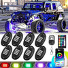 16 Pods RGB LED Rock Lights for Trucks Jeep Pickup Golf Cart Offroad RV UTV ATV SUV, Waterproof Multicolor Underglow Kit for Cars with APP Music Mode, Vehicle Underbody Light Underneath Accent 12-18V