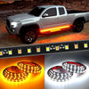 Truck Running Board Lights 2PCS 60 Inch LED Side Maker White Courtesy Light & Sequential Amber Turn Signal Lighting Strips Kit for Trucks Pickup SUV