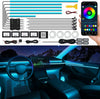 Acrylic Interior Car LED Strip Light with Wireless APP, RGB 10 in 1 with 175 inches 593 LEDs Fiber Optic Ambient Lighting Kits, 16 Million Colors Sound Active Function Car Neon Lights