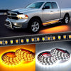 Truck Running Board Lights 2PCS 60 Inch LED Side Maker White Courtesy Light & Sequential Amber Turn Signal Lighting Strips Kit for Trucks Pickup SUV