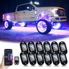 LupuAuto RGB LED Rock Lights, with Phone App/Remote Control & Timing & Music Mode Rock Lights Kits, Waterproof Underglow Light for Jeep ATV RZR UTV SUV Off Road AUTO Motorcycle