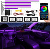 Acrylic Interior Car LED Strip Light with Wireless APP, RGB 10 in 1 with 175 inches 593 LEDs Fiber Optic Ambient Lighting Kits, 16 Million Colors Sound Active Function Car Neon Lights