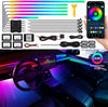 Acrylic Interior Car LED Strip Light with Wireless APP, RGB 10 in 1 with 175 inches 593 LEDs Fiber Optic Ambient Lighting Kits, 16 Million Colors Sound Active Function Car Neon Lights