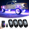 LupuAuto RGB LED Rock Lights, with Phone App/Remote Control & Timing & Music Mode Rock Lights Kits, Waterproof Underglow Light for Jeep ATV RZR UTV SUV Off Road AUTO Motorcycle